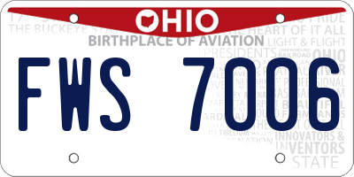 OH license plate FWS7006