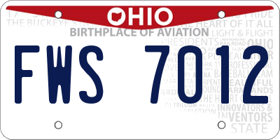 OH license plate FWS7012