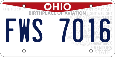 OH license plate FWS7016