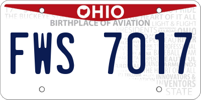 OH license plate FWS7017