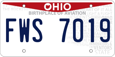 OH license plate FWS7019