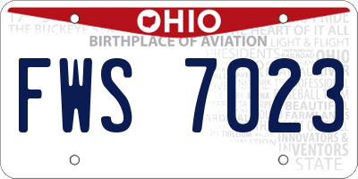 OH license plate FWS7023