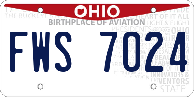 OH license plate FWS7024