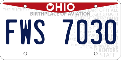 OH license plate FWS7030