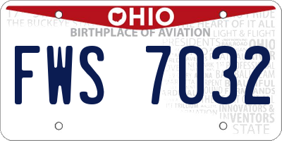 OH license plate FWS7032