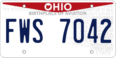 OH license plate FWS7042