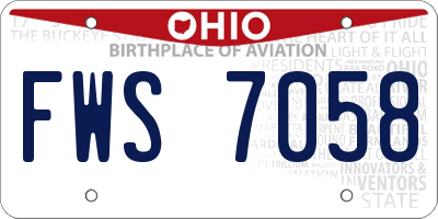 OH license plate FWS7058