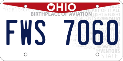 OH license plate FWS7060