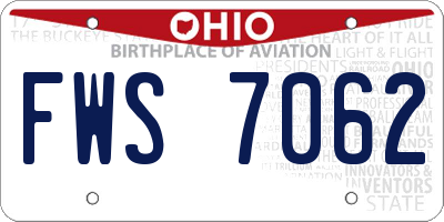 OH license plate FWS7062