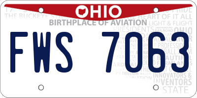 OH license plate FWS7063