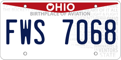 OH license plate FWS7068