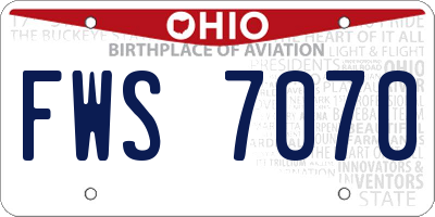 OH license plate FWS7070