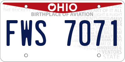 OH license plate FWS7071