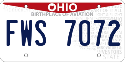 OH license plate FWS7072