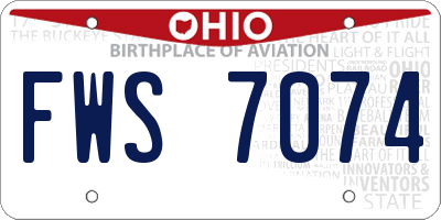 OH license plate FWS7074