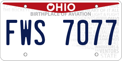 OH license plate FWS7077