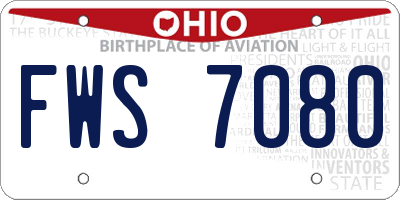 OH license plate FWS7080