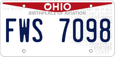 OH license plate FWS7098