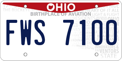 OH license plate FWS7100