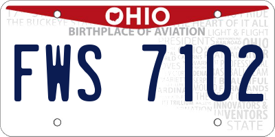 OH license plate FWS7102