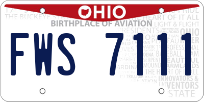 OH license plate FWS7111