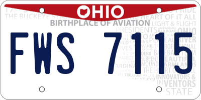 OH license plate FWS7115