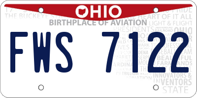 OH license plate FWS7122