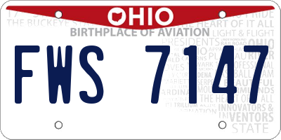 OH license plate FWS7147