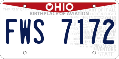 OH license plate FWS7172