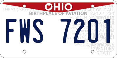 OH license plate FWS7201