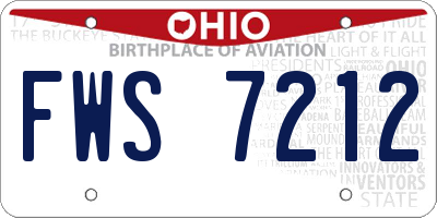 OH license plate FWS7212