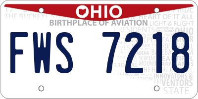 OH license plate FWS7218