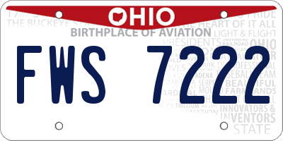 OH license plate FWS7222