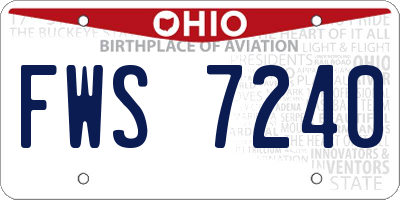 OH license plate FWS7240