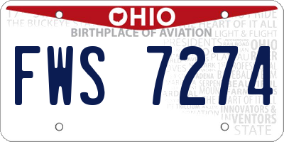 OH license plate FWS7274