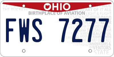 OH license plate FWS7277