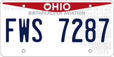 OH license plate FWS7287