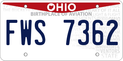 OH license plate FWS7362