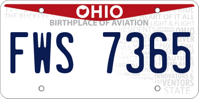 OH license plate FWS7365