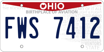 OH license plate FWS7412
