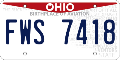 OH license plate FWS7418