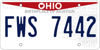 OH license plate FWS7442