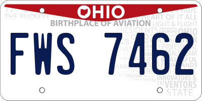OH license plate FWS7462