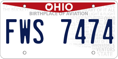 OH license plate FWS7474
