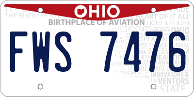 OH license plate FWS7476