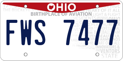 OH license plate FWS7477