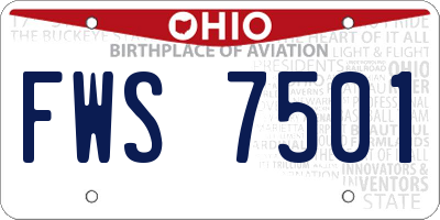 OH license plate FWS7501