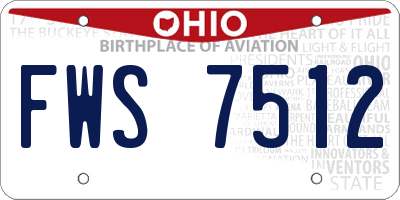 OH license plate FWS7512