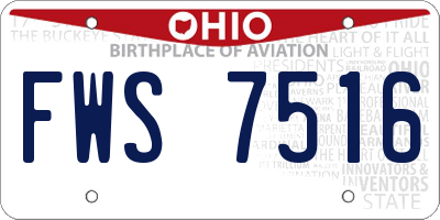 OH license plate FWS7516