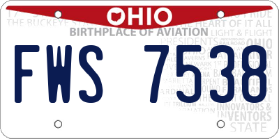 OH license plate FWS7538